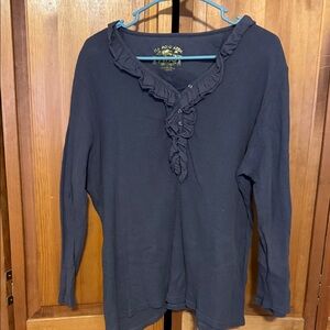 U.S. Polo Assn. Women's Navy Ruffle Long Sleeve Top